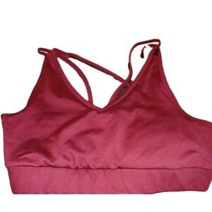 Avia  Sports Bra Womens Sz LBurgundy  Wireless Pull Over Strappy‎ Back
